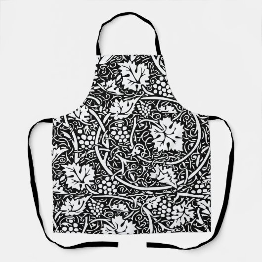 William Morris zwart-wit druivenrank patroon Schort (Voorkant)