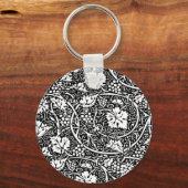 William Morris zwart-wit druivenrank patroon Sleutelhanger (Voorkant)
