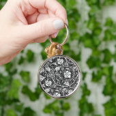 William Morris zwart-wit druivenrank patroon Sleutelhanger (Hand)