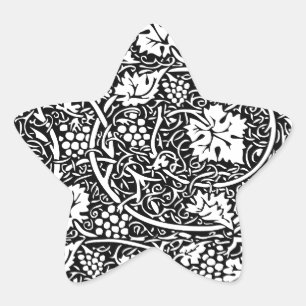 William Morris zwart-wit druivenrank patroon Ster Sticker