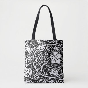 William Morris zwart-wit druivenrank patroon Tote Bag