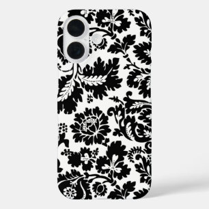 William Morris Zwart Wit Venetiaans Bloemmotief iPhone 16 Hoesje