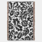 William Morris Zwart Wit Venetiaans Bloemmotief Deken (Voorkant Verticaal)