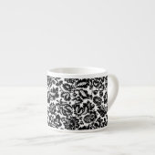 William Morris Zwart Wit Venetiaans Bloemmotief Espresso Kop (Voorkant rechts)