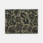 William Morris Zwart Wit Venetiaans Bloemmotief Fleece Deken (Voorkant (Horizontaal))