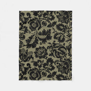 William Morris Zwart Wit Venetiaans Bloemmotief Fleece Deken