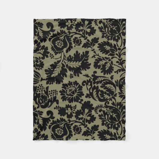William Morris Zwart Wit Venetiaans Bloemmotief Fleece Deken (Voorkant)