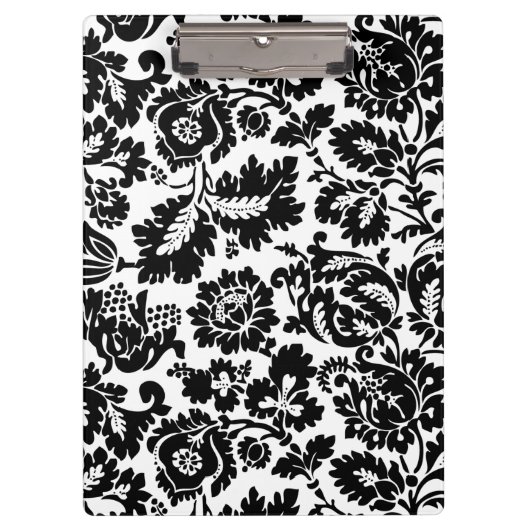 William Morris Zwart Wit Venetiaans Bloemmotief Klembord (Voorkant)