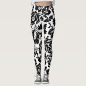William Morris Zwart Wit Venetiaans Bloemmotief Leggings (Voorkant)