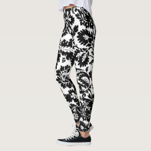 William Morris Zwart Wit Venetiaans Bloemmotief Leggings