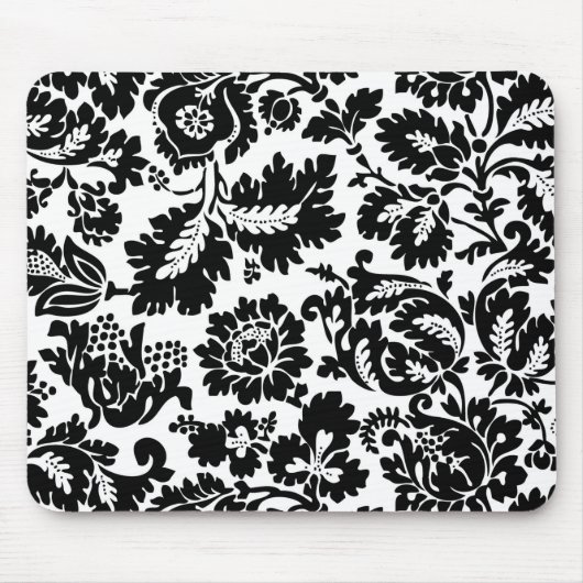 William Morris Zwart Wit Venetiaans Bloemmotief Muismat (Voorkant)