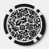 William Morris Zwart Wit Venetiaans Bloemmotief Poker Chips (Achterkant)