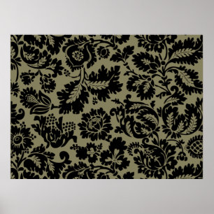 William Morris Zwart Wit Venetiaans Bloemmotief Poster