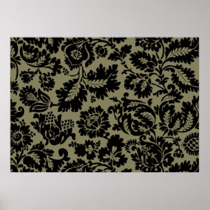 William Morris Zwart Wit Venetiaans Bloemmotief Poster
