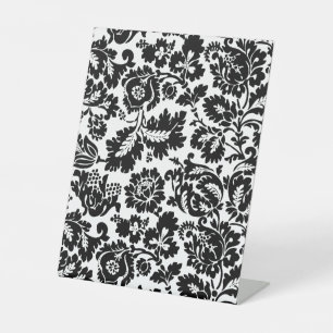 William Morris Zwart Wit Venetiaans Bloemmotief Reclamebord Met Voetstuk