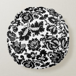William Morris Zwart Wit Venetiaans Bloemmotief Rond Kussen
