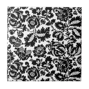 William Morris Zwart Wit Venetiaans Bloemmotief Tegeltje
