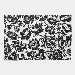 William Morris Zwart Wit Venetiaans Bloemmotief Theedoek