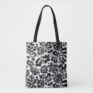 William Morris Zwart Wit Venetiaans Bloemmotief Tote Bag