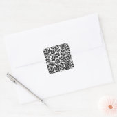 William Morris Zwart Wit Venetiaans Bloemmotief Vierkante Sticker (Envelop)