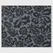 William Morris Zwart Wit Venetiaans Bloempatroon Cadeaupapier (Vlak)