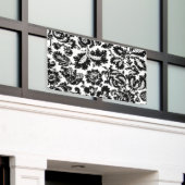William Morris Zwart Wit Venetiaans Bloempatroon Spandoek (Buitenkant Gebouw)