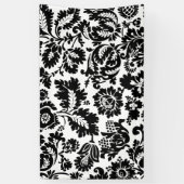 William Morris Zwart Wit Venetiaans Bloempatroon Spandoek (Verticaal)