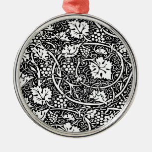 William Morris Zwarte Witte Druiven Wingerd Metalen Ornament