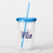 William Naam In Blauwe Glitter, Acryl Drinkbeker (Achterkant)