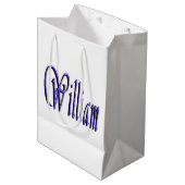 William Naam In Blauwe Glitter, Medium Cadeauzakje (Voorkant Gekanteld)