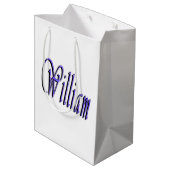 William Naam In Blauwe Glitter, Medium Cadeauzakje (Achterkant Gekanteld)