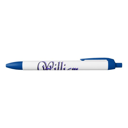 William naam in Blue Sparkle, Blauwe Inkt Pen (Bovenkant)