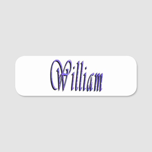 William naam in Blue Sparkle, Naamplaatje (Voorkant)