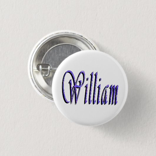 William naam in Blue Sparkle, Ronde Button 3,2 Cm (Voorkant /achterkant)