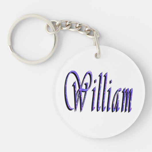 William naam in Blue Sparkle, Sleutelhanger (Voorkant)