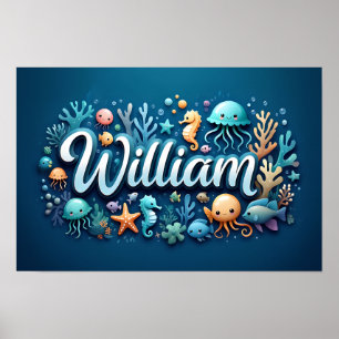 William Ocean Nursery Onderwater Zee Dieren Poster