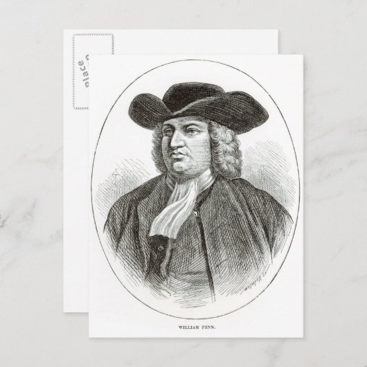 William Penn gegraveerd door Josiah Wood Whymper Briefkaart (Voorkant / Achterkant)