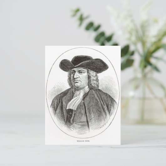 William Penn gegraveerd door Josiah Wood Whymper Briefkaart (Staand voorkant)