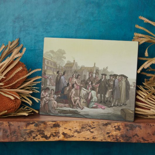 William Penn onderhandelt over het verdrag dat lei Fotoplaat (Zijkant)