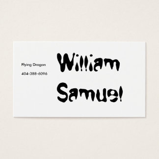 William Samuel, Vliegende draak Visitekaartjes