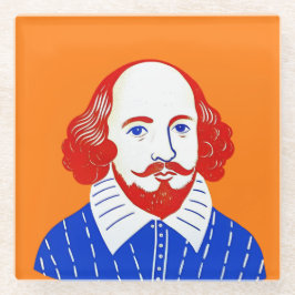 William Shakespear Portret - Grafische illustratie Glazen Onderzetter