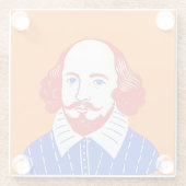 William Shakespear Portret - Grafische illustratie Glazen Onderzetter (Achterkant)