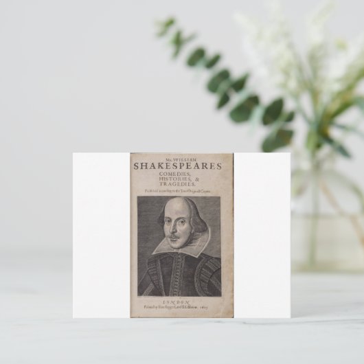 William Shakespeare, 1623 Briefkaart (Staand voorkant)