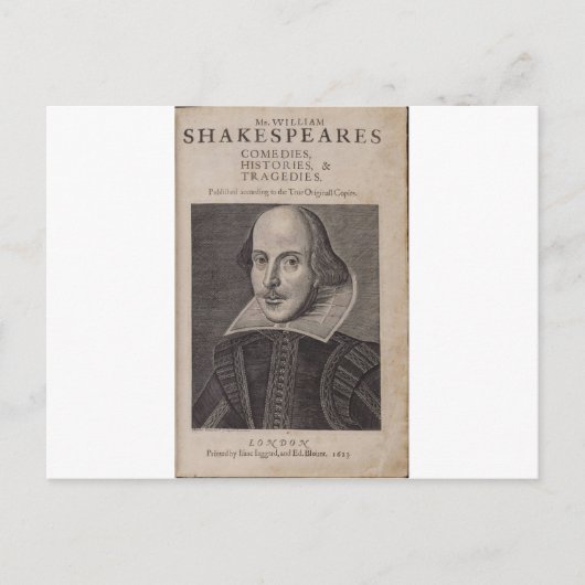 William Shakespeare, 1623 Briefkaart (Voorkant)