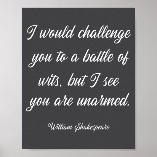 William Shakespeare Battle Of Wits English Literat Poster (Voorkant)