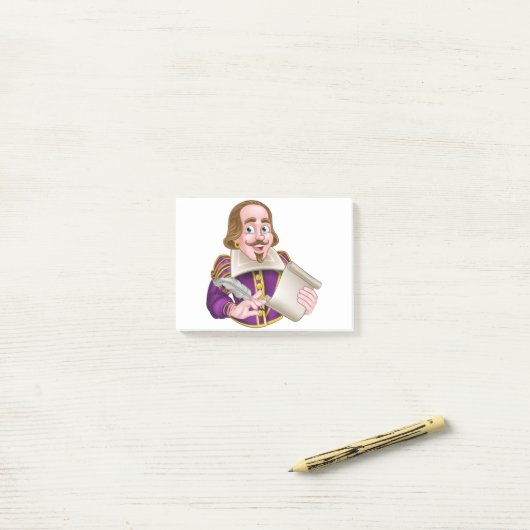 William Shakespeare Cartoon Post-it® Notes (Op bureau)