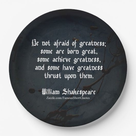 William Shakespeare citaat - Grootheid Papieren Bordje (Voorkant)
