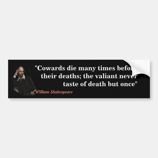 William Shakespeare citaat over lafaards en dood Bumpersticker (Voorkant)