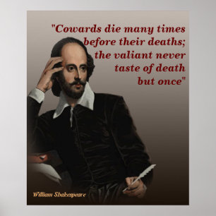 William Shakespeare citaat over lafaards en dood Poster