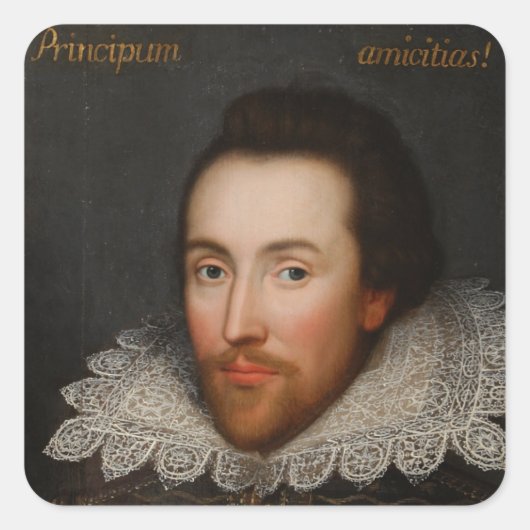 William Shakespeare Cobbe Portrait circa 1610 Vierkante Sticker (Voorkant)